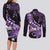 Personalised Hawaii Valentine Day Couples Matching Long Sleeve Bodycon Dress and Long Sleeve Button Shirt Polynesian Hibiscus Art Style Purple