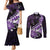 Personalised Hawaii Valentine Day Couples Matching Mermaid Dress and Long Sleeve Button Shirt Polynesian Hibiscus Art Style Purple