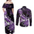 Personalised Hawaii Valentine Day Couples Matching Off Shoulder Maxi Dress and Long Sleeve Button Shirt Polynesian Hibiscus Art Style Purple