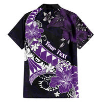 Personalised Hawaii Valentine Day Family Matching Summer Maxi Dress and Hawaiian Shirt Polynesian Hibiscus Art Style Purple
