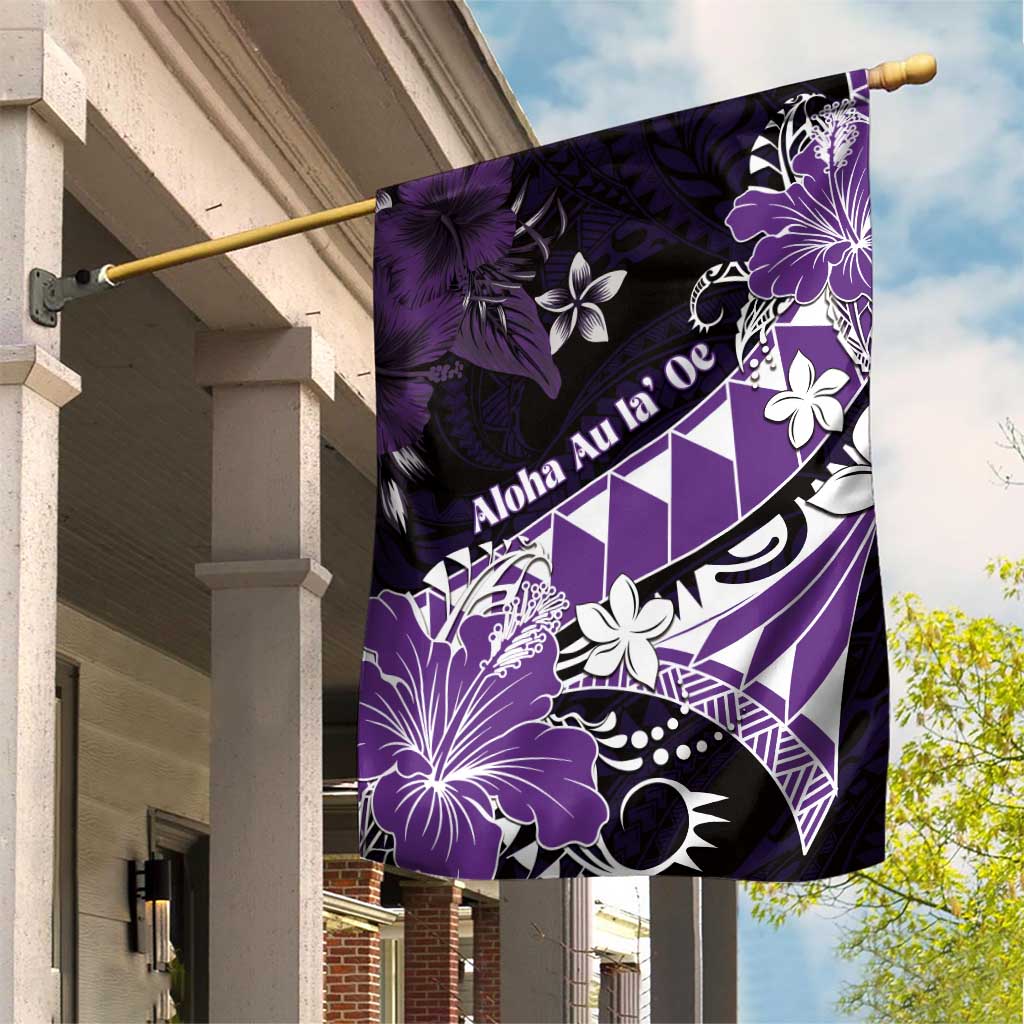 Hawaii Valentine Day Garden Flag Polynesian Hibiscus Art Style Purple