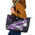 Hawaii Valentine Day Leather Tote Bag Polynesian Hibiscus Art Style Purple