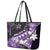 Hawaii Valentine Day Leather Tote Bag Polynesian Hibiscus Art Style Purple