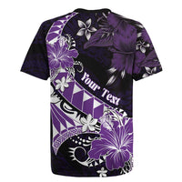 Personalised Hawaii Valentine Day Rugby Jersey Polynesian Hibiscus Art Style Purple