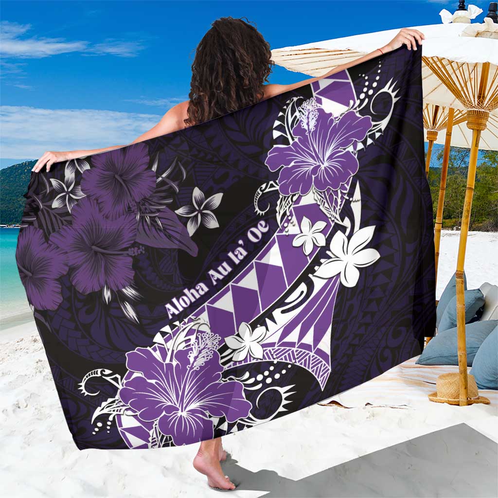 Hawaii Valentine Day Sarong Polynesian Hibiscus Art Style Purple