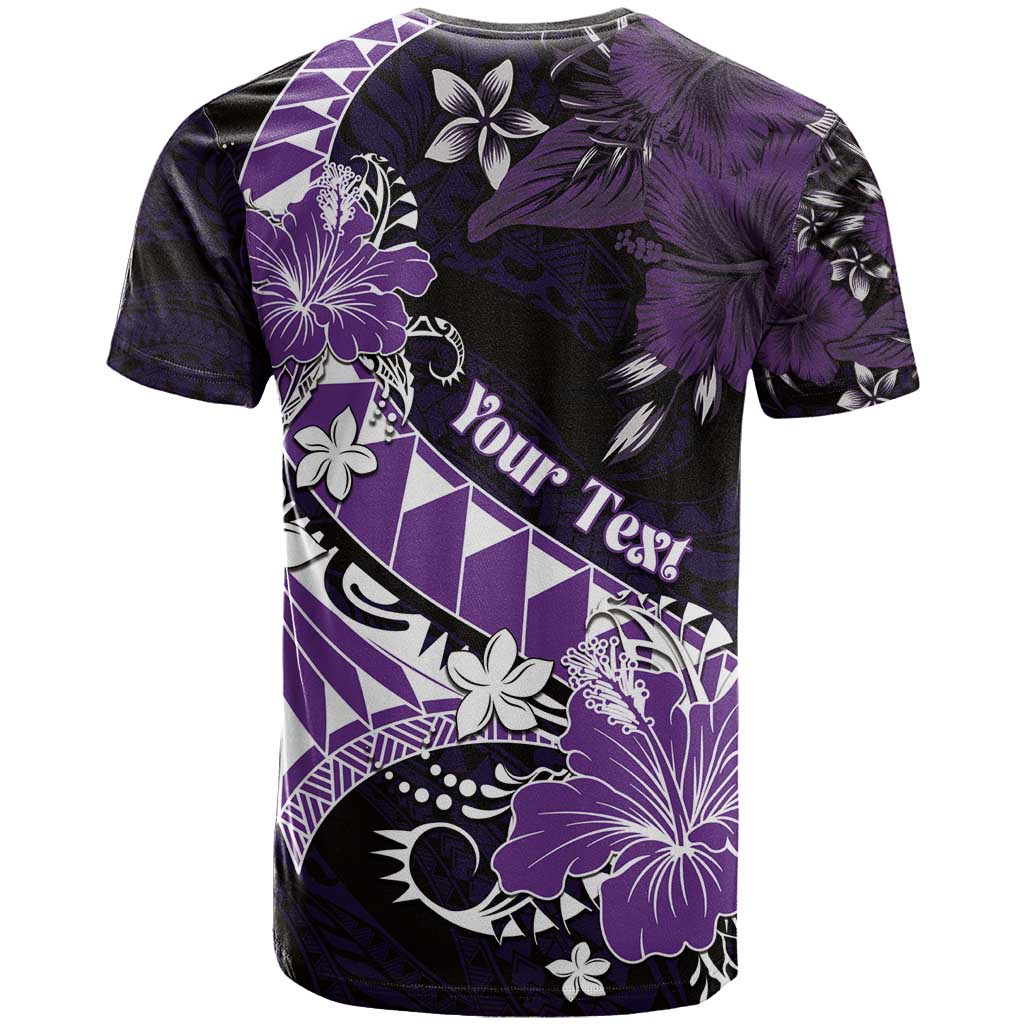 Personalised Hawaii Valentine Day T Shirt Polynesian Hibiscus Art Style Purple