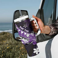 Personalised Hawaii Valentine Day Tumbler With Handle Polynesian Hibiscus Art Style Purple