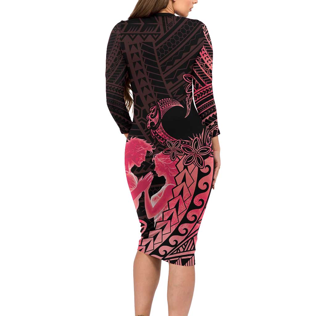 Alofa Samoa Valentine Red Family Matching Long Sleeve Bodycon Dress and Hawaiian Shirt Love Is The Greatest Thing