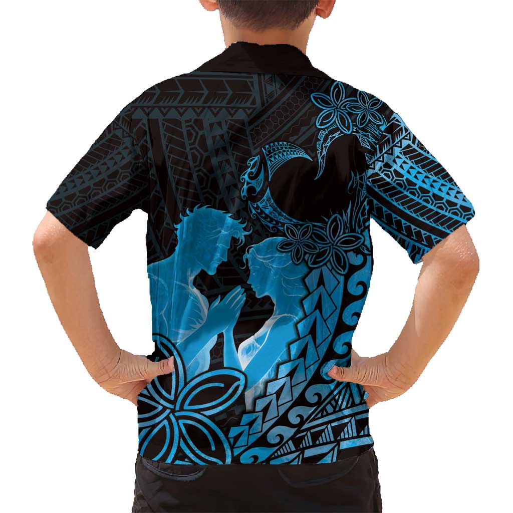 Alofa Samoa Valentine Blue Family Matching Off Shoulder Maxi Dress and Hawaiian Shirt Love Is The Greatest Thing