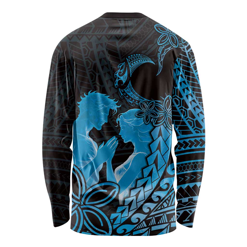 Alofa Samoa Valentine Blue Long Sleeve Shirt Love Is The Greatest Thing
