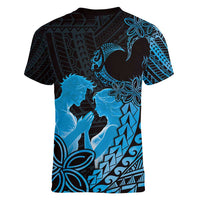 Alofa Samoa Valentine Blue Women V-Neck T-Shirt Love Is The Greatest Thing
