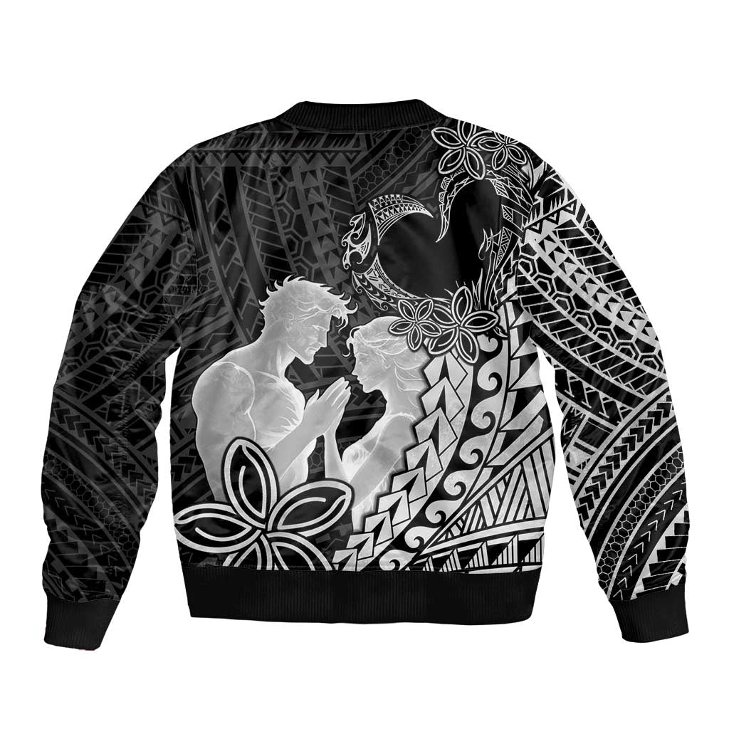 Alofa Samoa Valentine Black Sleeve Zip Bomber Jacket Love Is The Greatest Thing