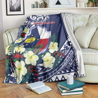 Wake Island Blanket Tribal Pattern With Hibiscus Flowers