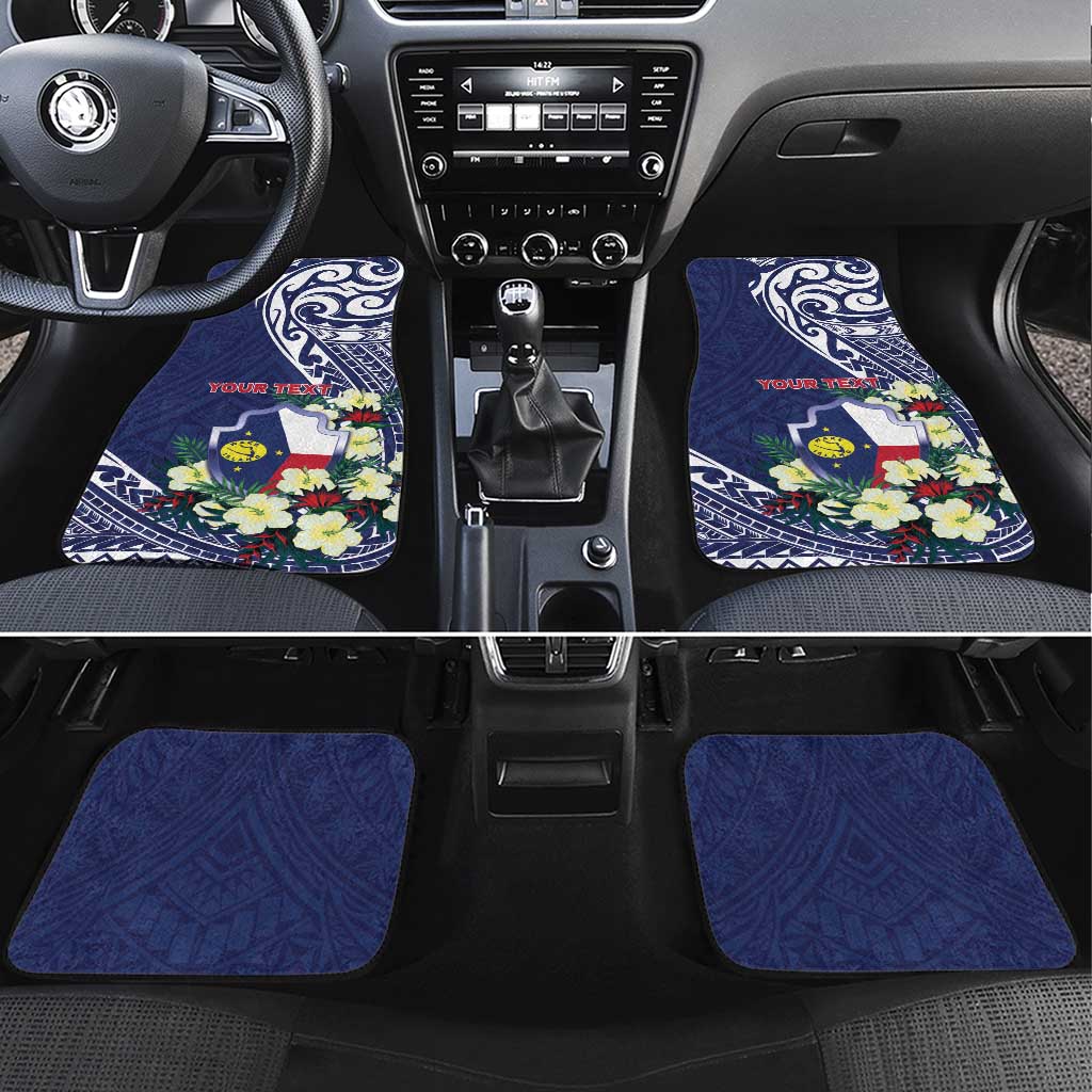 Personalised Wake Island Car Mats Tribal Pattern With Hibiscus Flowers