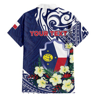 Personalised Wake Island Family Matching Off The Shoulder Long Sleeve Dress and Hawaiian Shirt Tribal Pattern With Hibiscus Flowers LT05 - Polynesian Pride