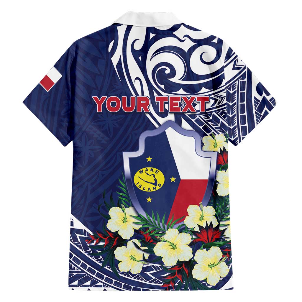 Personalised Wake Island Family Matching Off Shoulder Short Dress and Hawaiian Shirt Tribal Pattern With Hibiscus Flowers LT05 - Polynesian Pride