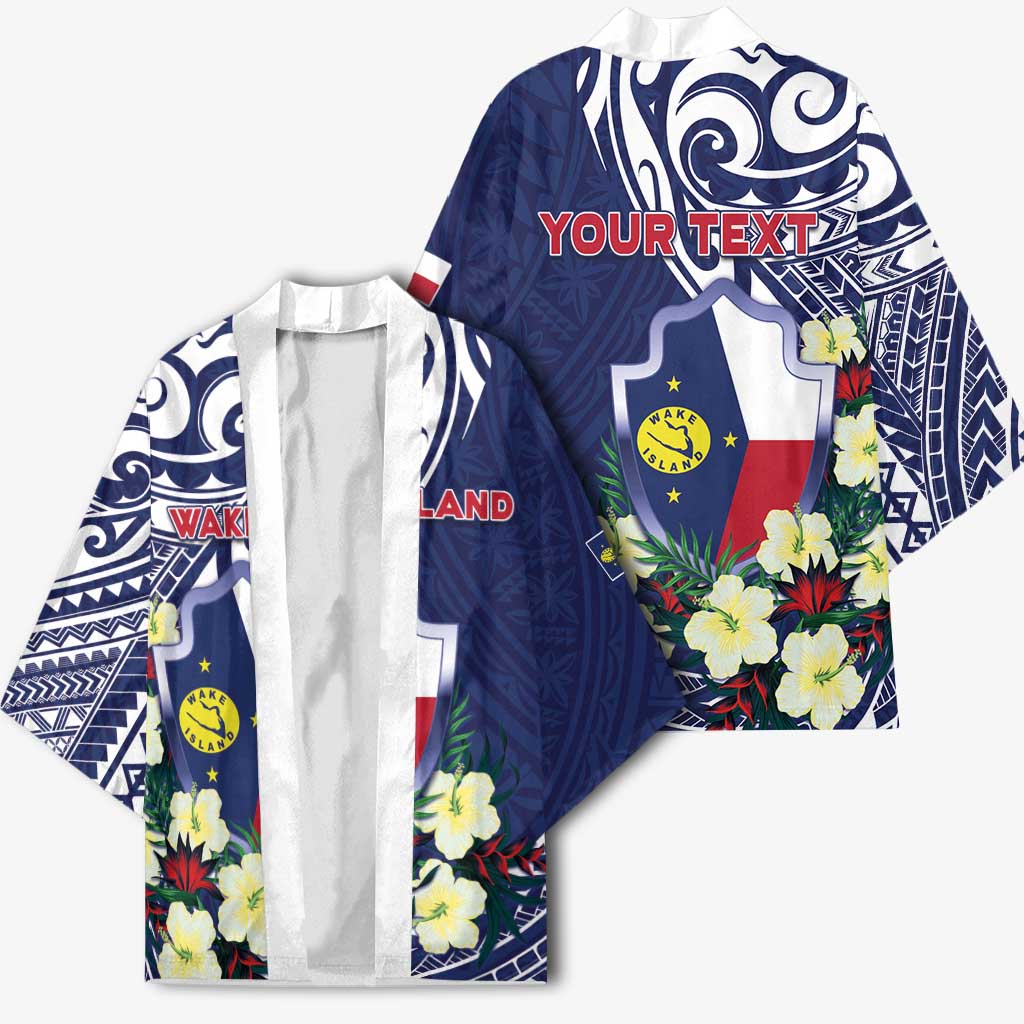 Personalised Wake Island Kimono Tribal Pattern With Hibiscus Flowers