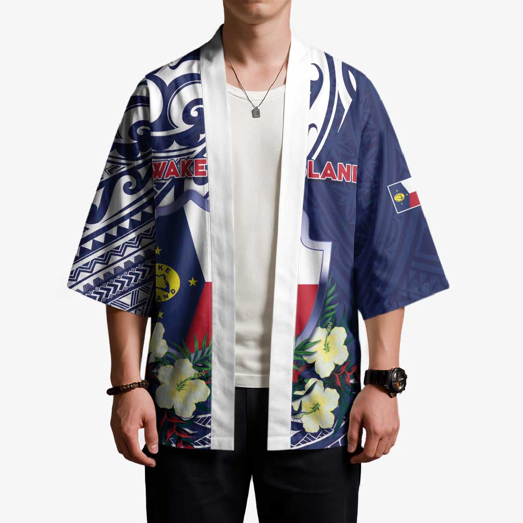 Personalised Wake Island Kimono Tribal Pattern With Hibiscus Flowers