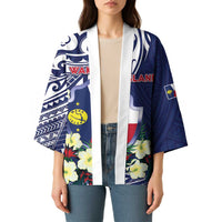 Personalised Wake Island Kimono Tribal Pattern With Hibiscus Flowers