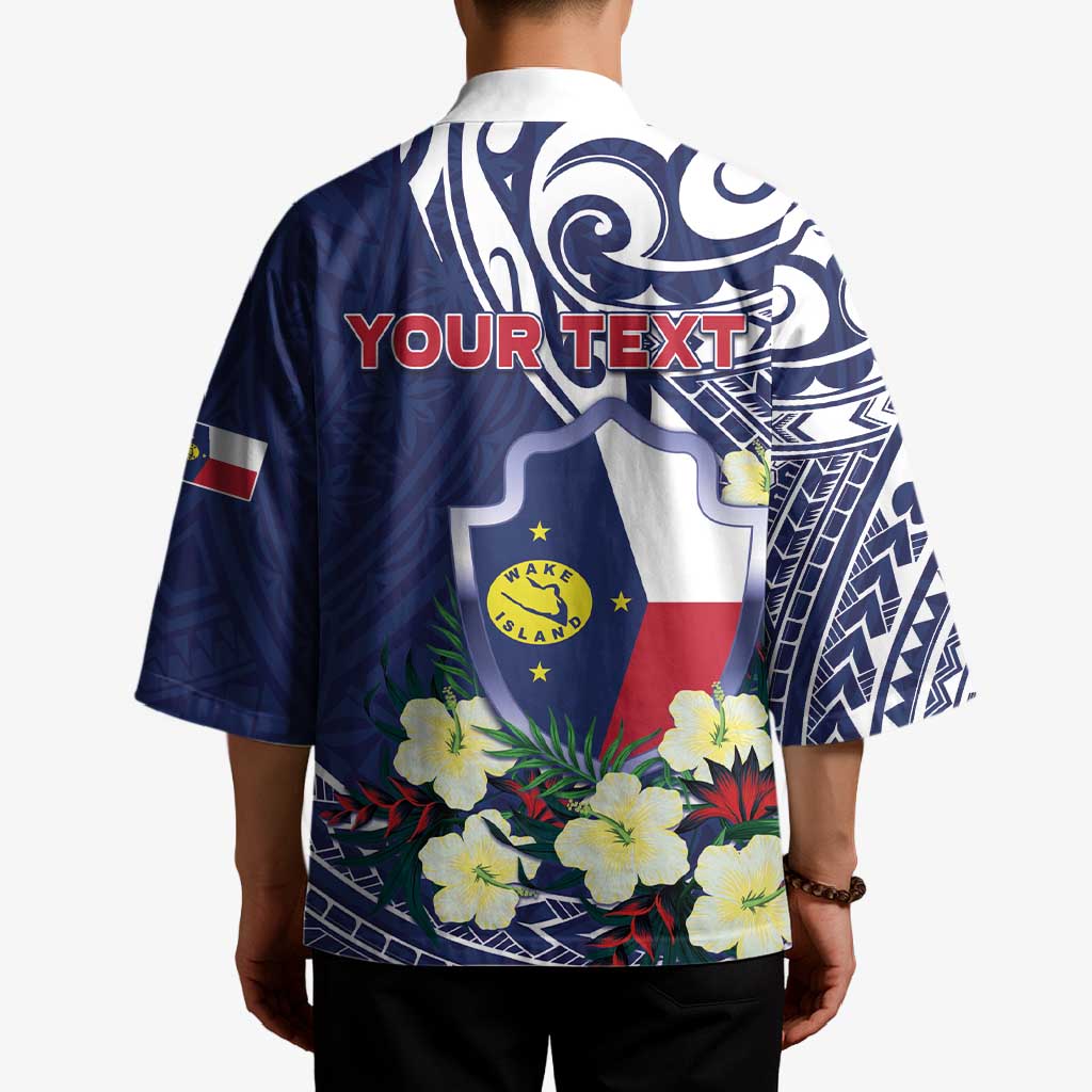 Personalised Wake Island Kimono Tribal Pattern With Hibiscus Flowers