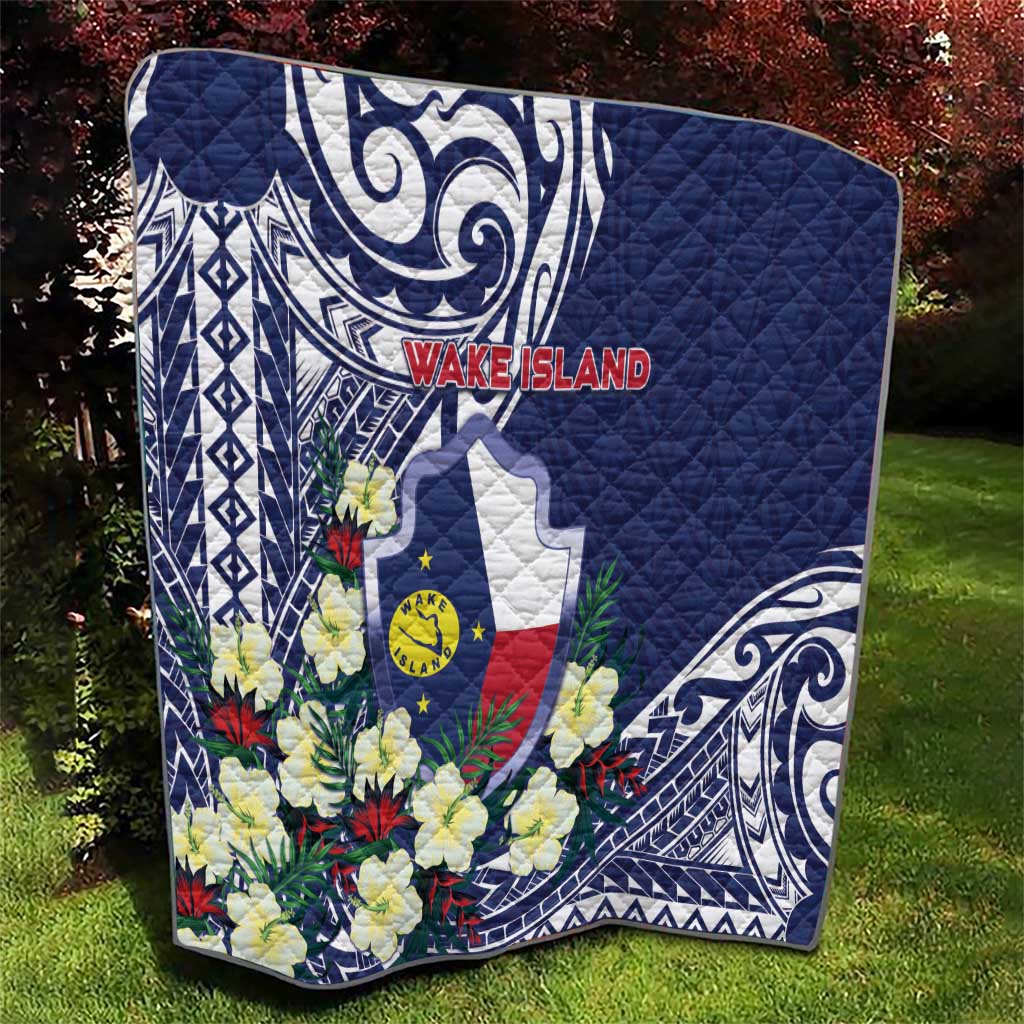 Wake Island Quilt Tribal Pattern With Hibiscus Flowers