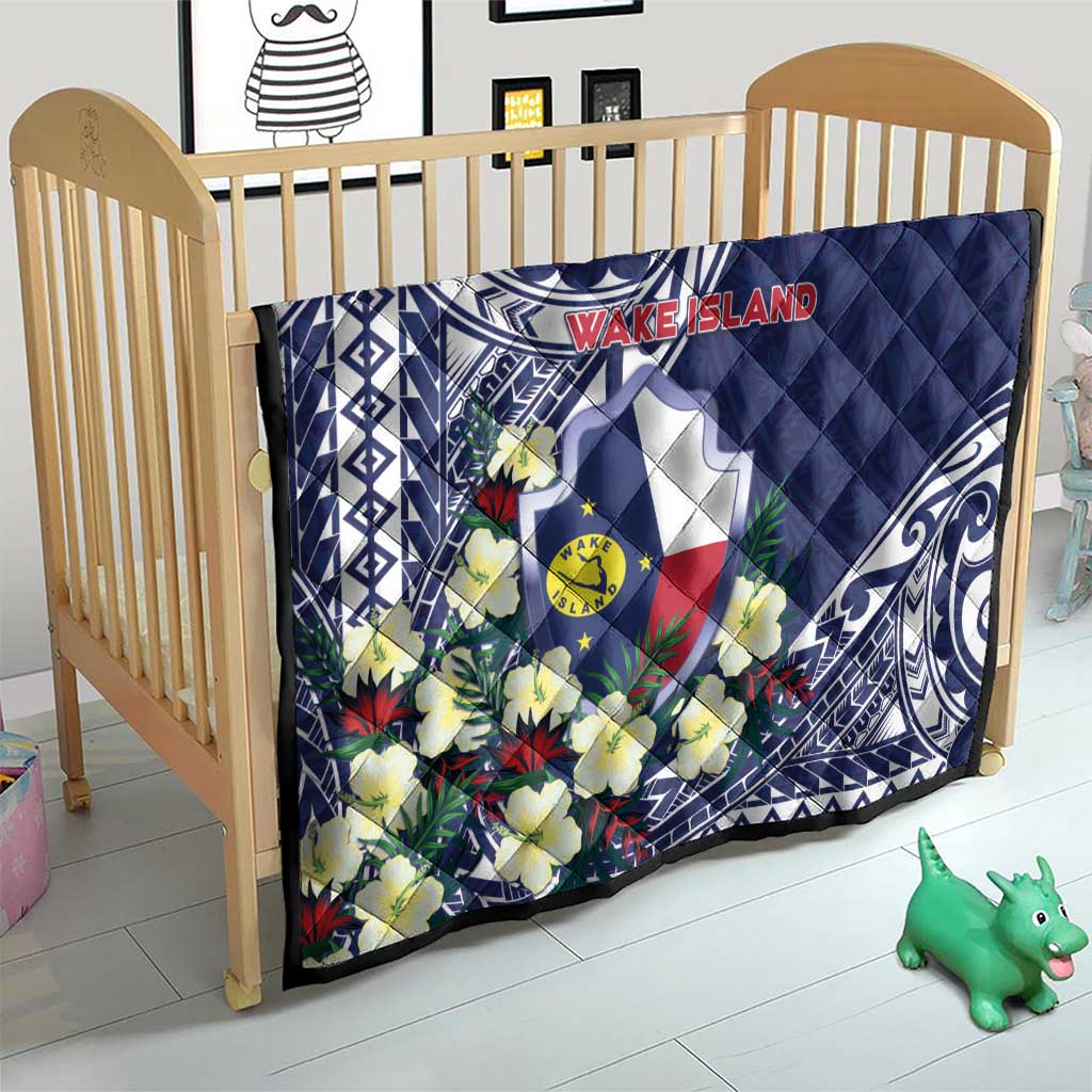 Wake Island Quilt Tribal Pattern With Hibiscus Flowers