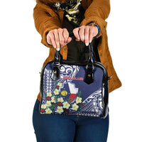 Wake Island Shoulder Handbag Tribal Pattern With Hibiscus Flowers