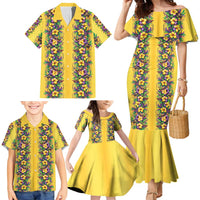 Aloha Hawaii Mardi Gras Family Matching Mermaid Dress and Hawaiian Shirt Gold Style LT05 - Polynesian Pride