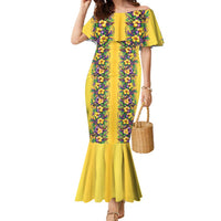 Aloha Hawaii Mardi Gras Family Matching Mermaid Dress and Hawaiian Shirt Gold Style LT05 Mom's Dress Gold - Polynesian Pride