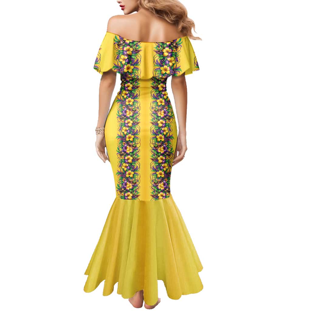 Aloha Hawaii Mardi Gras Family Matching Mermaid Dress and Hawaiian Shirt Gold Style LT05 - Polynesian Pride