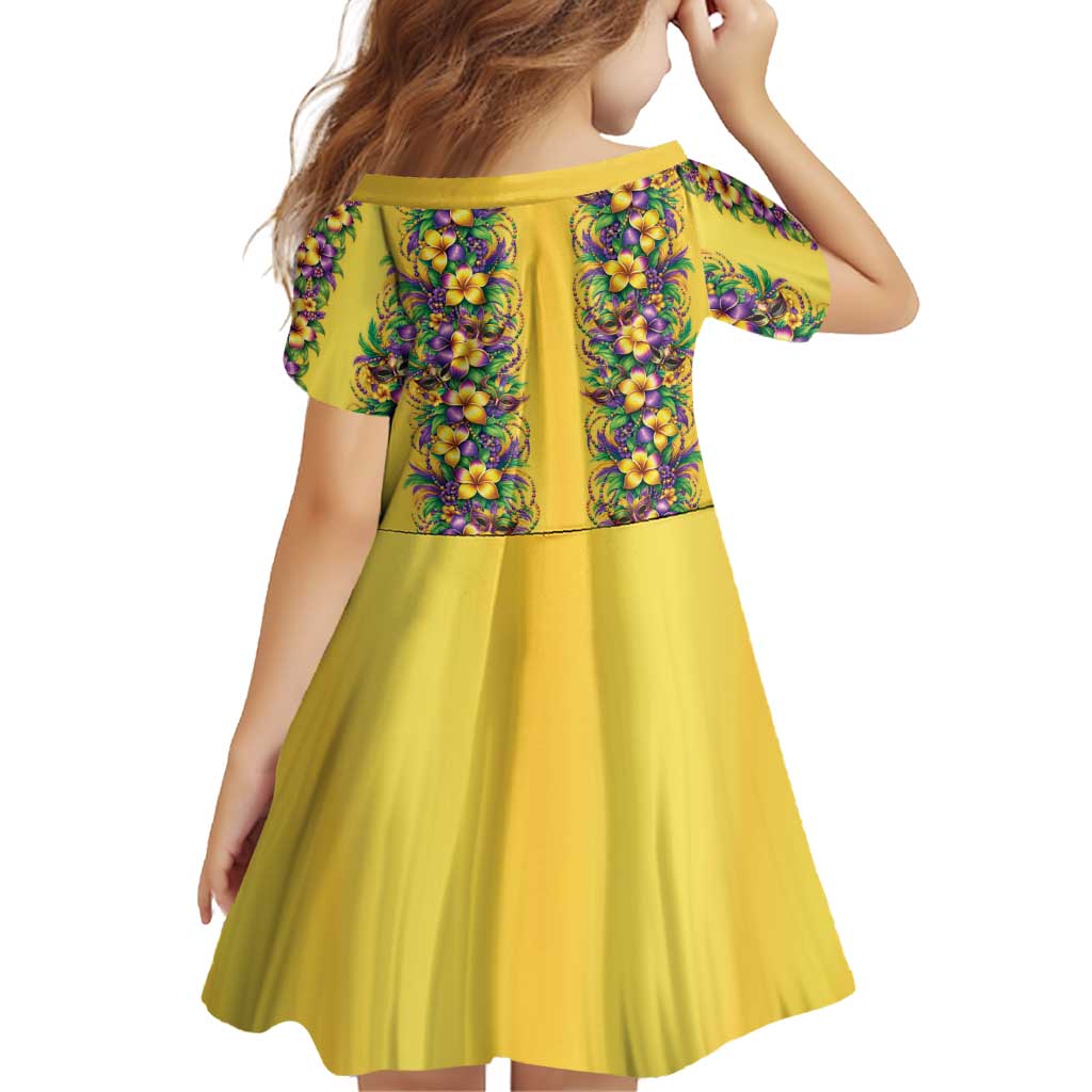 Aloha Hawaii Mardi Gras Family Matching Short Sleeve Bodycon Dress and Hawaiian Shirt Gold Style LT05 - Polynesian Pride