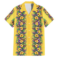 Aloha Hawaii Mardi Gras Family Matching Short Sleeve Bodycon Dress and Hawaiian Shirt Gold Style LT05 Dad's Shirt - Short Sleeve Gold - Polynesian Pride