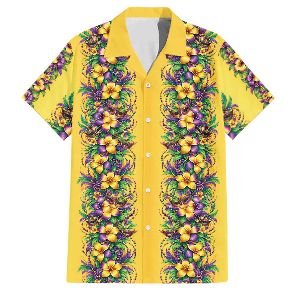 Aloha Hawaii Mardi Gras Family Matching Summer Maxi Dress and Hawaiian Shirt Gold Style
