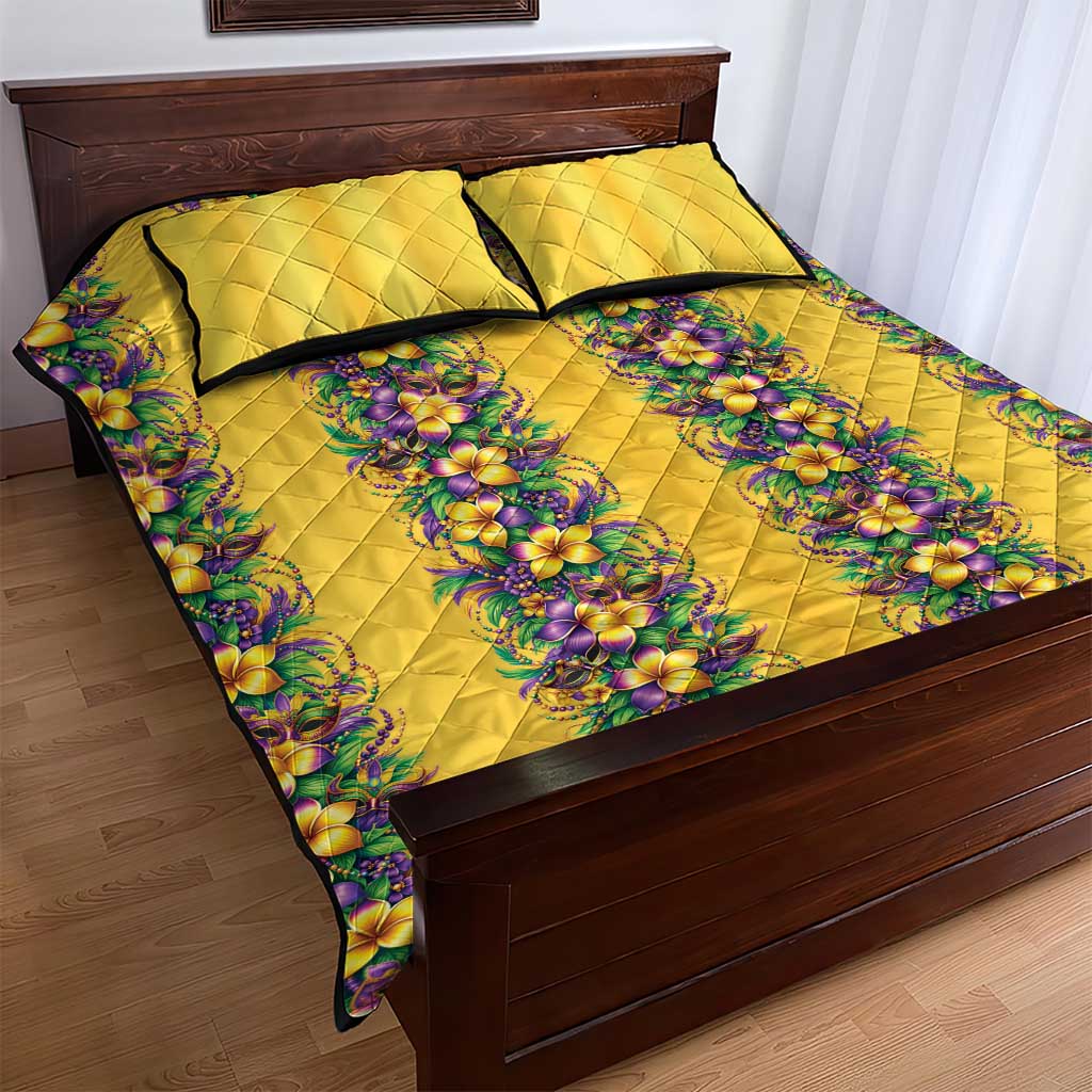 Aloha Hawaii Mardi Gras Quilt Bed Set Gold Style