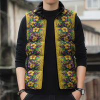 Aloha Hawaii Mardi Gras Sleeveless Puffer Jacket Gold Style