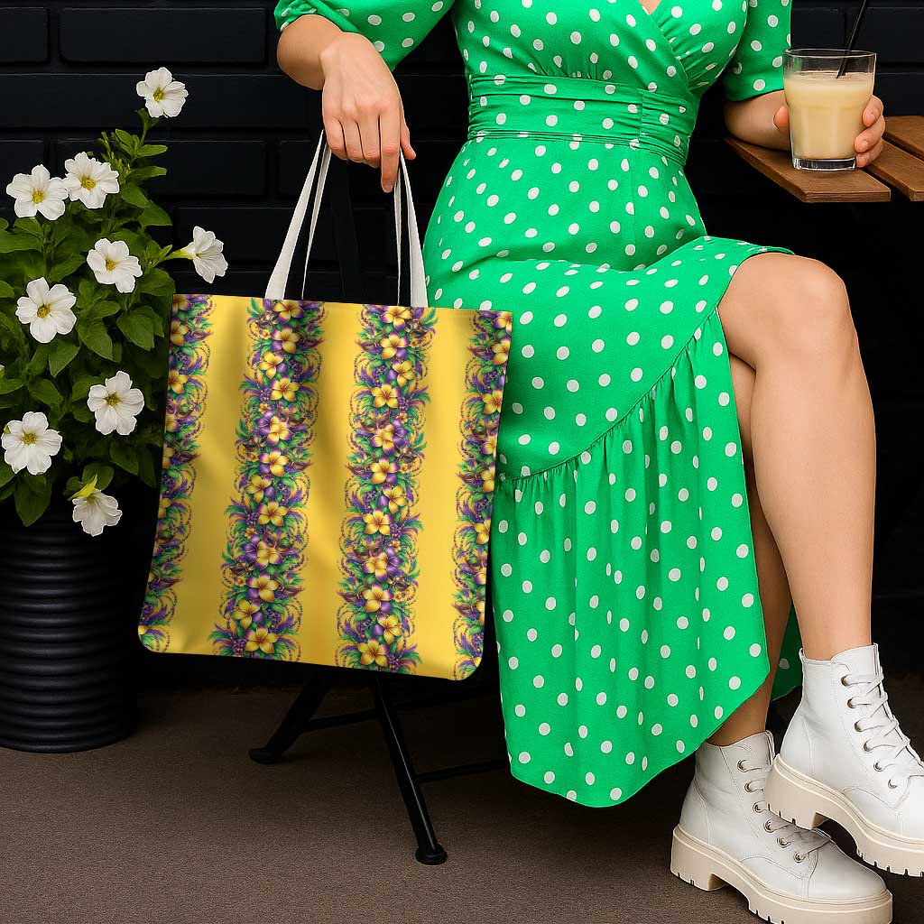Aloha Hawaii Mardi Gras Tote Bag Gold Style