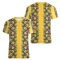 Aloha Hawaii Mardi Gras Women V-Neck T-Shirt Gold Style