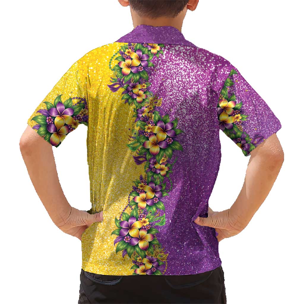 Hawaii Mardi Gras Family Matching Mermaid Dress and Hawaiian Shirt Plumeria Lei Beads Glitter Style LT05 - Polynesian Pride