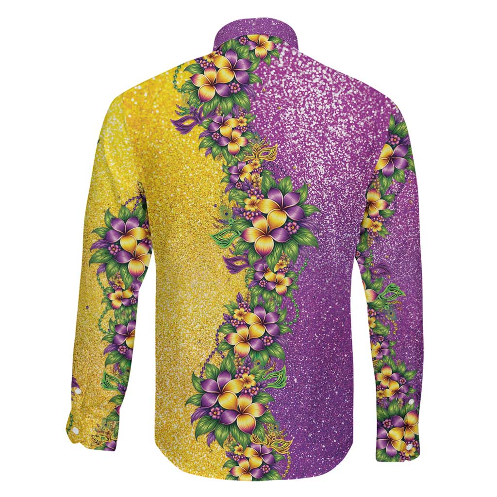 Hawaii Mardi Gras Family Matching Off The Shoulder Long Sleeve Dress and Hawaiian Shirt Plumeria Lei Beads Glitter Style LT05 - Polynesian Pride