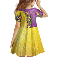 Hawaii Mardi Gras Family Matching Off Shoulder Short Dress and Hawaiian Shirt Plumeria Lei Beads Glitter Style LT05 - Polynesian Pride