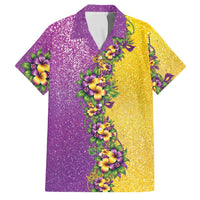 Hawaii Mardi Gras Family Matching Summer Maxi Dress and Hawaiian Shirt Plumeria Lei Beads Glitter Style LT05 Dad's Shirt - Short Sleeve Colorful - Polynesian Pride