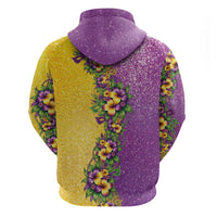 Hawaii Mardi Gras Hoodie Plumeria Lei Beads Glitter Style