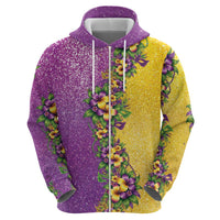 Hawaii Mardi Gras Hoodie Plumeria Lei Beads Glitter Style