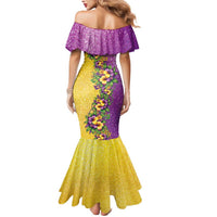 Hawaii Mardi Gras Mermaid Dress Plumeria Lei Beads Glitter Style