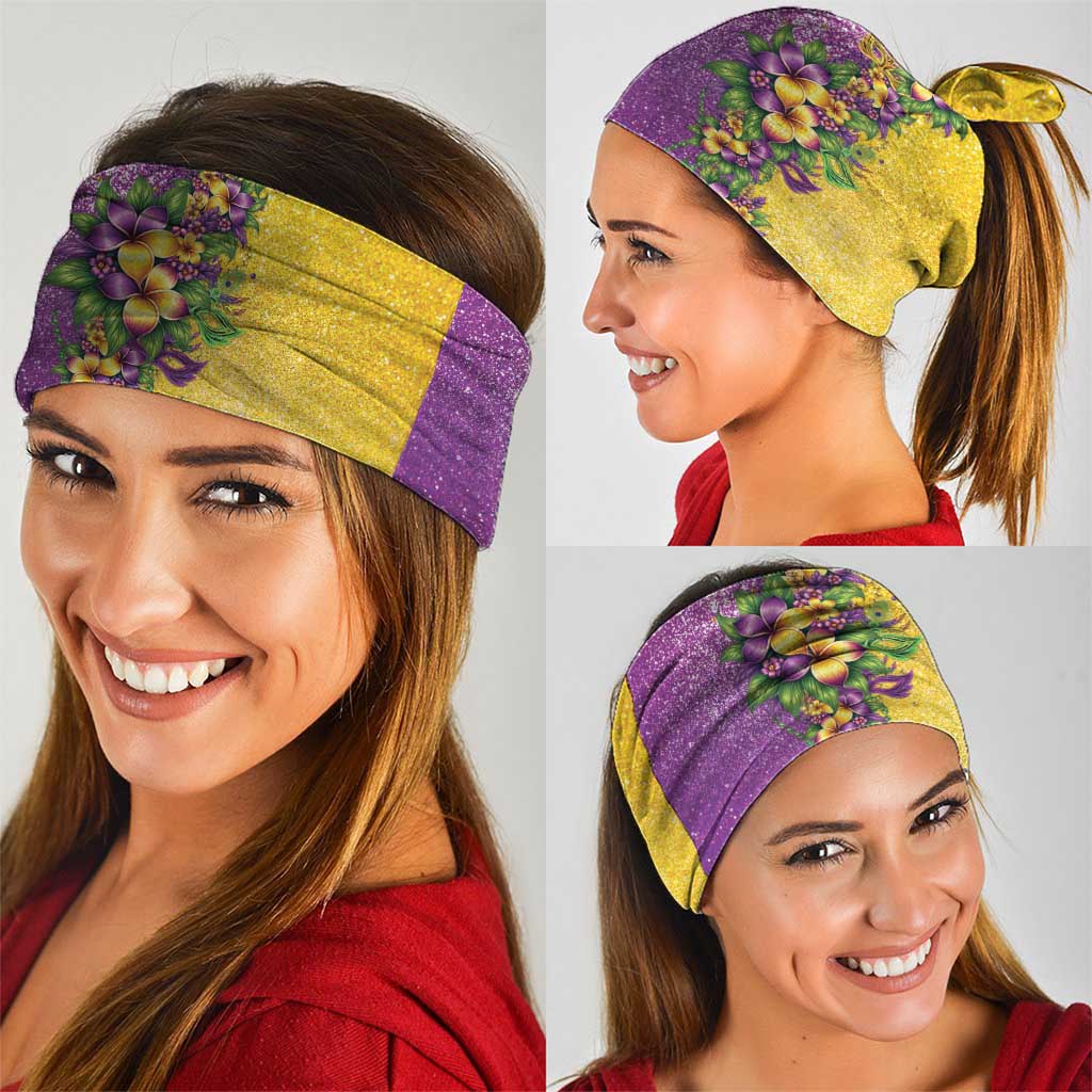 Hawaii Mardi Gras Neck Gaiter Plumeria Lei Beads Glitter Style