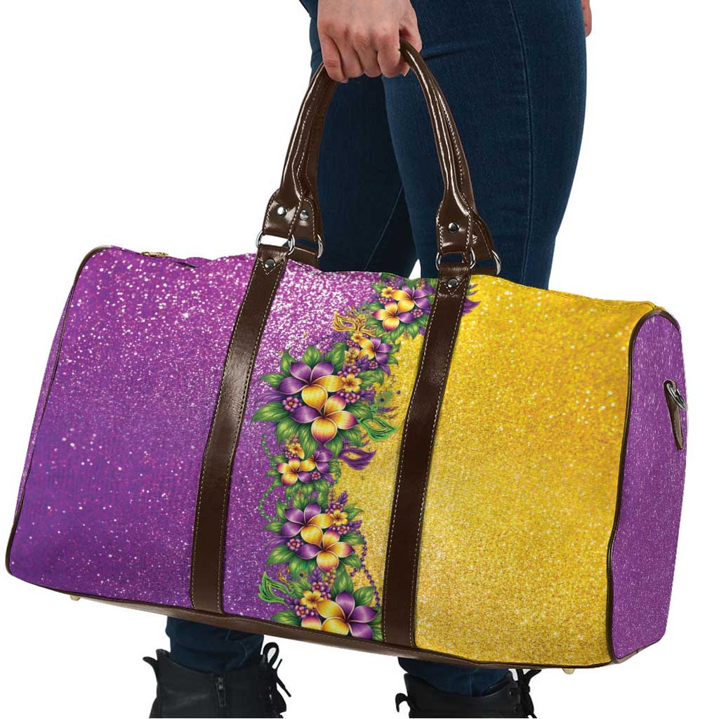 Hawaii Mardi Gras Travel Bag Plumeria Lei Beads Glitter Style