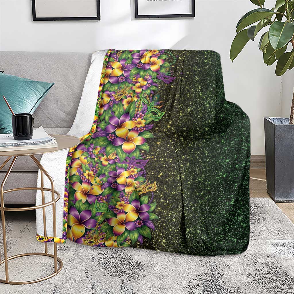 Hawaii Mardi Gras Blanket Tropical Flowers Glitter Style