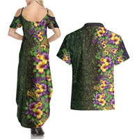 Hawaii Mardi Gras Couples Matching Summer Maxi Dress and Hawaiian Shirt Tropical Flowers Glitter Style LT05 - Polynesian Pride