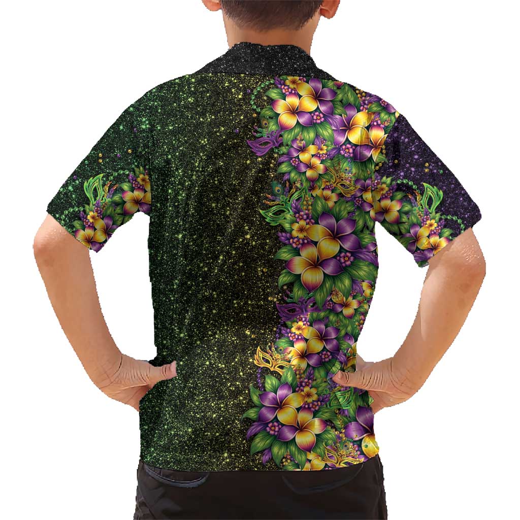 Hawaii Mardi Gras Family Matching Mermaid Dress and Hawaiian Shirt Tropical Flowers Glitter Style LT05 - Polynesian Pride
