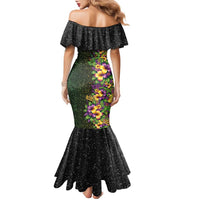 Hawaii Mardi Gras Family Matching Mermaid Dress and Hawaiian Shirt Tropical Flowers Glitter Style LT05 - Polynesian Pride